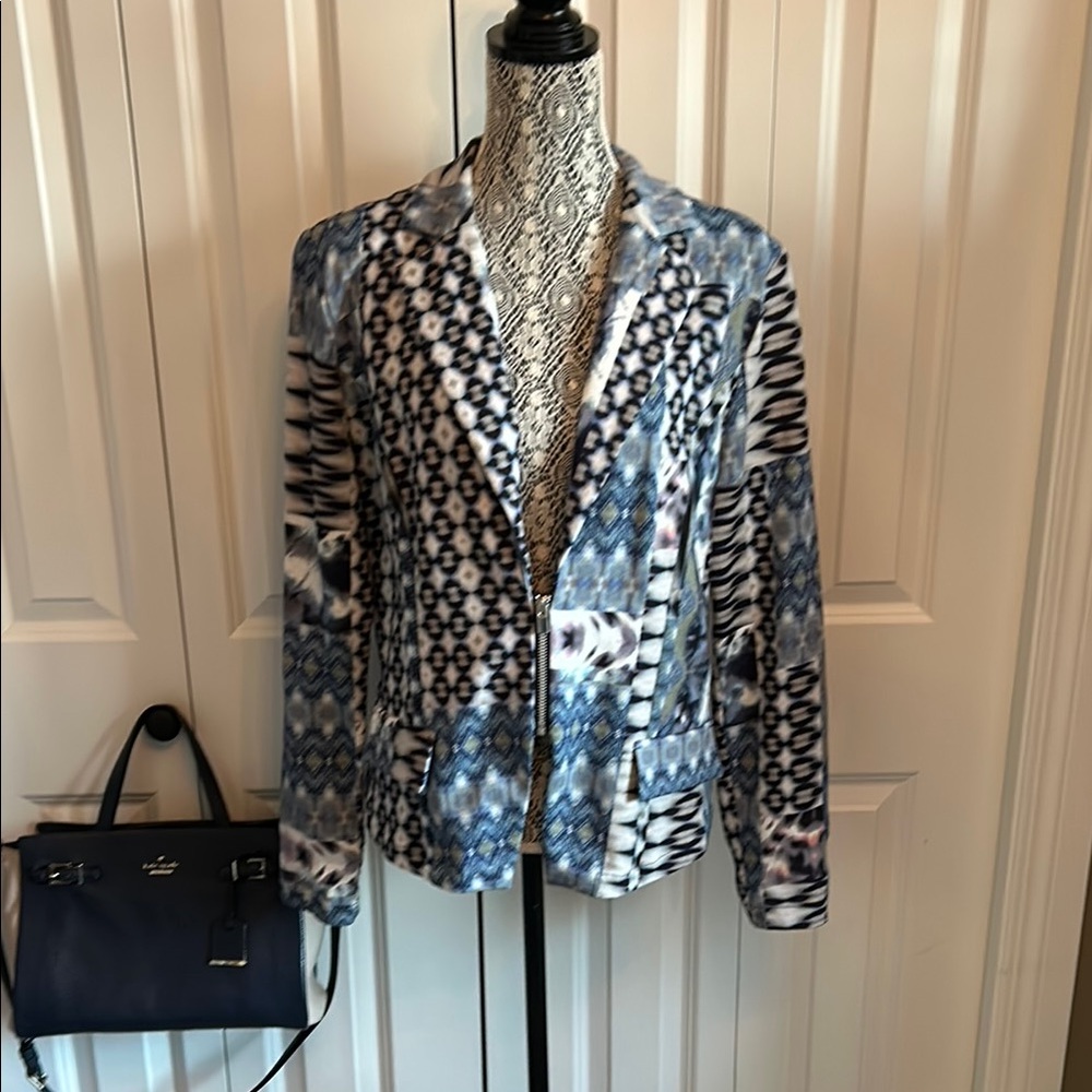 Chico's Blue Patterned Blazer